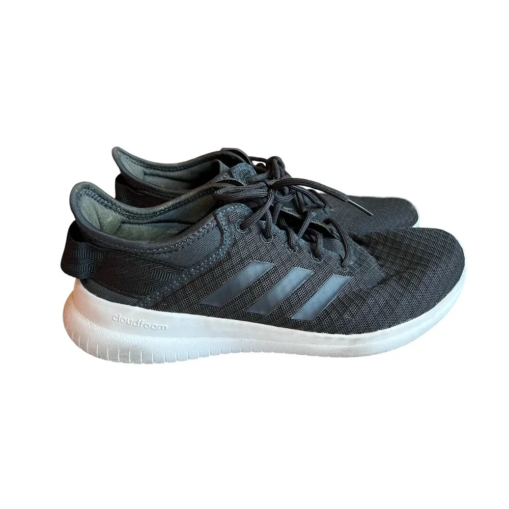 Adidas Cloudfoam QT Flex Womens Lightweight Knit Mesh Sneakers Black White 8.5